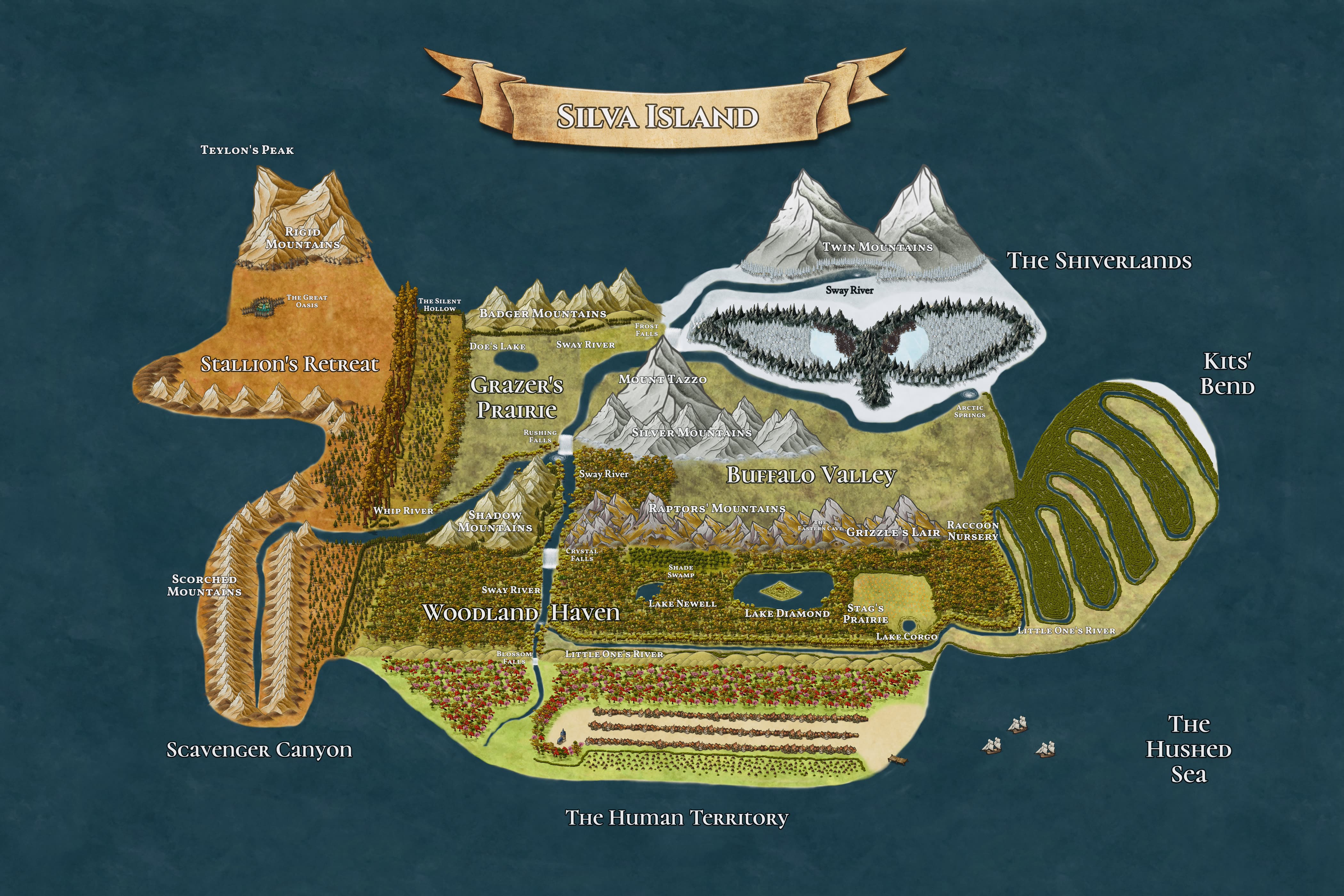 Hand-drawn map of Silva Island